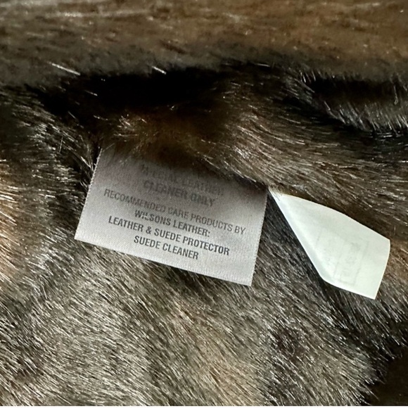 Wilson Vintage 100% Suede Leather Tan Faux Mink Fur Jacket - Picture 6 of 6